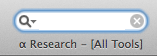 When Greek is selected as the Research language, a Greek "alpha"  is displayed under the Research box