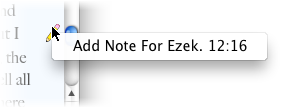 Shortcut menu for the Add User Note Pencil icon