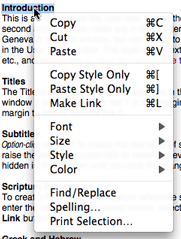 Shortcut menu for a User Note or User Tool Edit Window Shortcut menu for a User Note or User Tool Edit Window