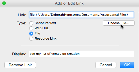 Creating a link to a file in an Edit window Creating a link to a file in an Edit window