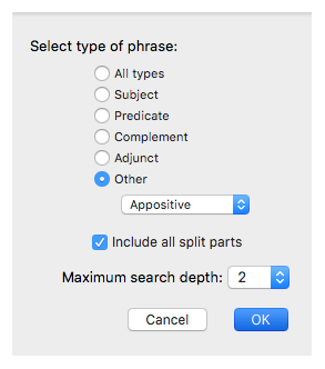 Phrase dialog box