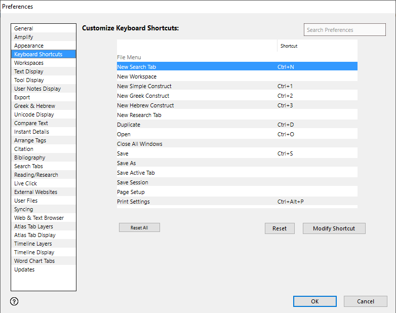 Updates area of the Preferences dialog box: This is used to set how Accordance checks for application and resource updates